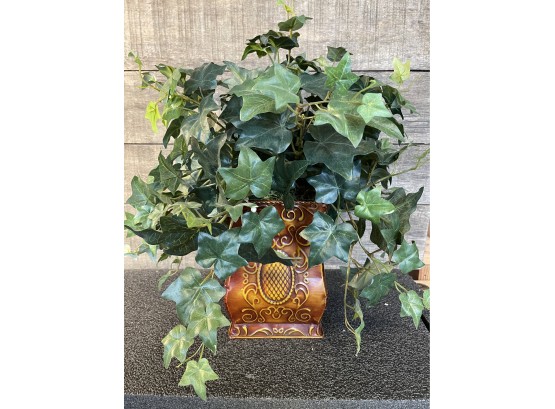 Faux Plant In Pressed Tin