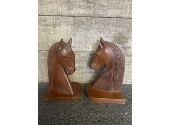 Wooden Horse Head Bookends
