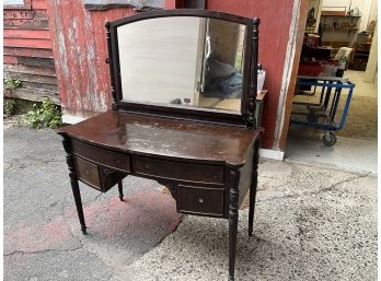 Antique Mahogany Vanity With Mirror