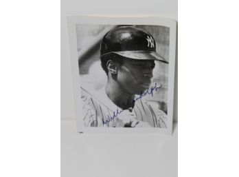 Signed Willie Randolph B&W Photo - Yankees