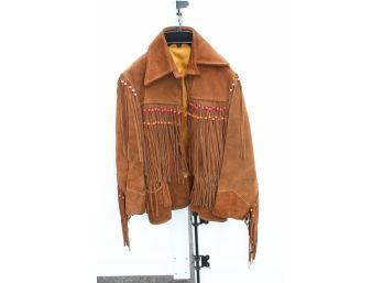 Vintage Leather Fringed Coat 60s Style Women's S/M Men's Small