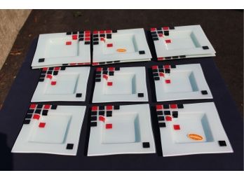 Set Of 12 Art Glass Hand-blown Plates
