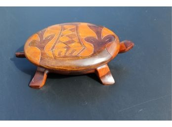 Carved Turtle Covered Wooden Bowl