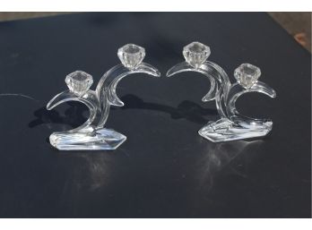 2 Glass Candle-holders