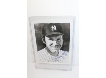 Signed B&W Photo Of Yankees Pitcher Sparky Lyle