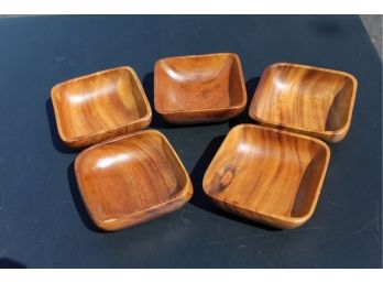 Set Of 5 Monkey Pod Wooden Bowls