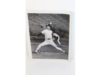 Signed B&W Photo Of Yankees Pitcher Ron Guidry
