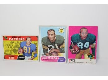 3 Vintage Green Bay Packers Cards - Jim Taylor & Carroll Dale