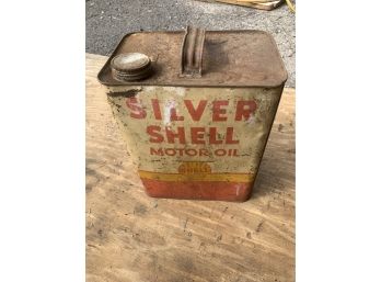 Silver Shell Motor Oil Can, Great Advert