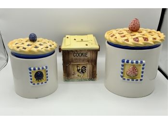 Vintage Cookie Jar & 2 Canisters