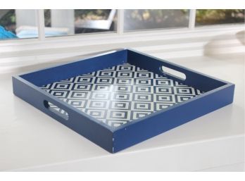 Navy And White Abstract Design Tray