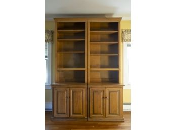 Two Tall Wooden Bookcase Units