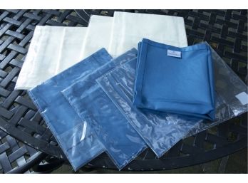 Villeroy & Boch White And Blue Napkins. New.  Two Per Pack. Eight White. Eight Blue. 100 Cotton.