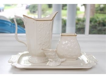 Assorted Lenox With Large Seashell Platter Tray, Pitcher, Vase