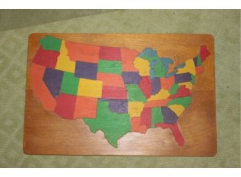 Box Of Wood Blocks And Wood 50 State Puzzle