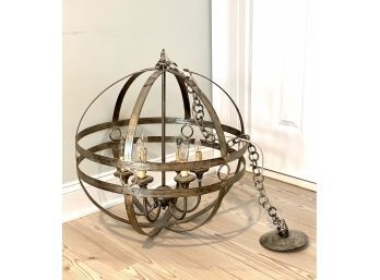 Hollace Brushed Silver Sphere Six Light Chandelier