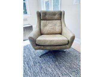 Motorcity Distressed Leather Swivel Lounge Chair