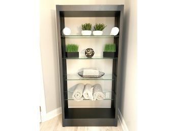 Room & Board Eterge In Metal Graphite Finish With Glass Shelves