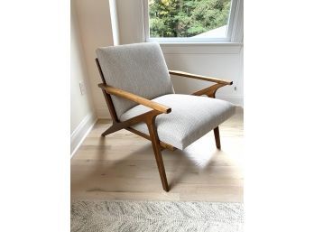 Crate & Barrel Mid Century Style Side Chair In Flax Linen Weave