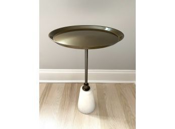 Celeste Accent Table In Bronze Finish & Alabaster Style Base