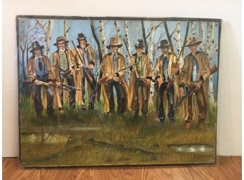 Outlaws Of The Old West Themed Original Bud Kaufman Acrylic Painting Signed