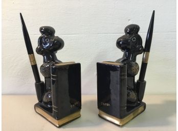 Mid Century Poodle Bookends With Pens Made In Japan
