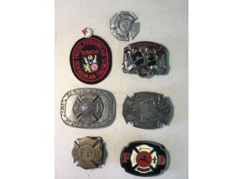 Vintage Fireman Belt Buckle, Patch & Badge Collection