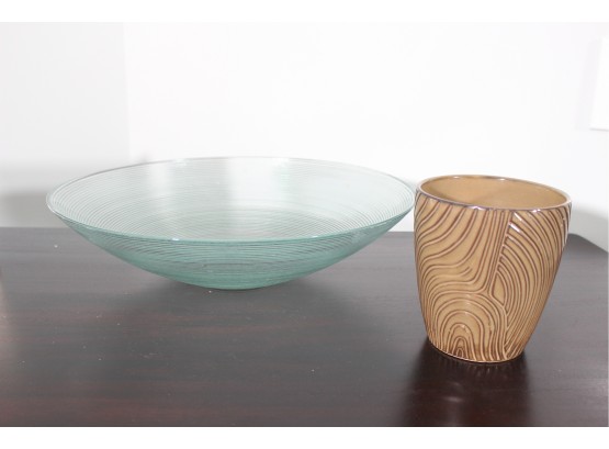 Decorative Spiral Glass Bowl And Vase