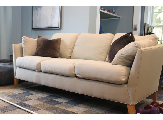 Three Cushion Modern Sofa With Tappered Legs