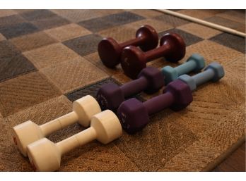 Set Of Barbells -6lbs Two Pairs Of 3lbs And A Pair Of 10lbs