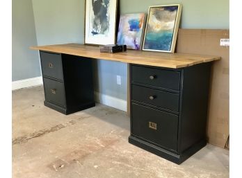 Repurposed Wood Top Filing Cabinet Table