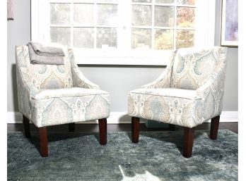 Pair Of Paisley Classic Swoop Accent Chairs