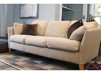 Three Cushion Modern Sofa With Tappered Legs
