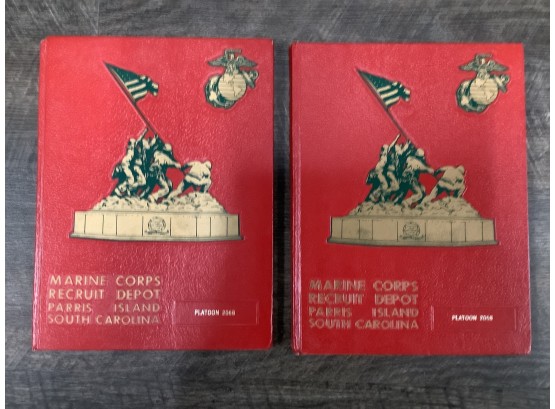 Marine Corps Recruit Depot Parris Island, SC 2 Graduation Books. October, 1980. Hardcover. Platoon 2068