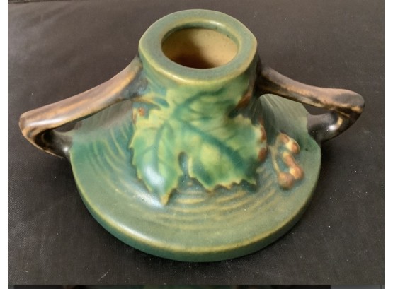 Antique ROSEVILLE I' 147- CS 2 Pottery Green Bushberry Candle Holder. Very Good Condition. No Chips.