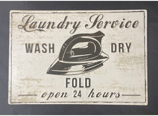 Vintage Metal ' Laundry Service Wash Dry Fold ' Sign