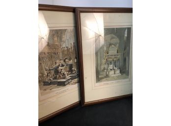 Two Frames Prints Of Famous English Tombs - Queen Elizabeth & Sir Francis Vere