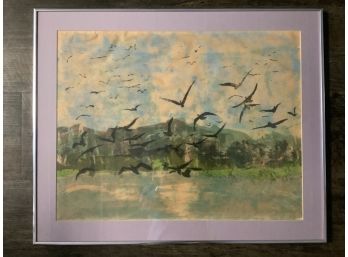 Vintage Limited Edition Serigraph Of Seagulls. Hand Signed Chloe Bohan. Limited Edition #4/11 7 Dated 1968.