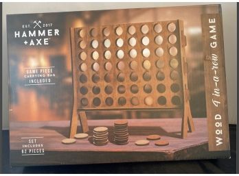 Wood,  62- Chip Pieces, 4-In-A-Row Game  By Hammer & Axe