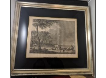 Antique Beautiful Print Of Ships Arriving To Port