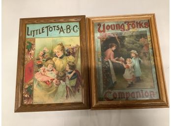Lot Of Two Framed Antique Childrens Prints.