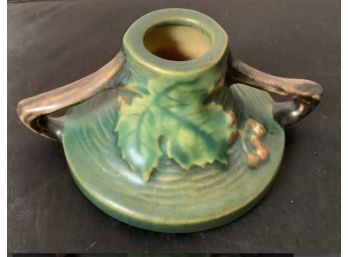 Antique ROSEVILLE I' 147- CS 2 Pottery Green Bushberry Candle Holder. Very Good Condition. No Chips.