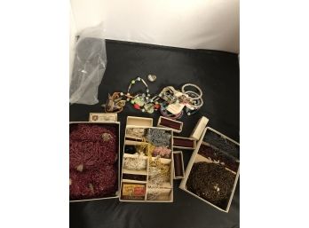 Set Of Jewelry, Beads, And Thread
