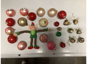 Lot Of 24 Christmas Ornaments And A North Pole Elf