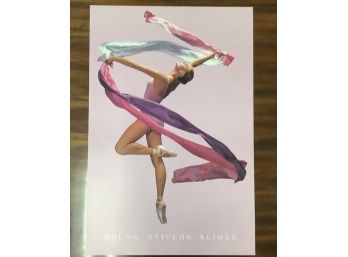 Stunning Beauty!   1990s Bruno Stivers Klimek  - Ballet Ribbon Swirl - Lovely Color Poster !  24 X 36
