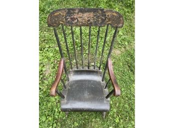 Antique Wooden Handmade And Painted Rocking Chair - Excellent Subject For A Shabby Chic Project!!