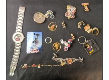 Fun Lot Of Disney & Friends Pins And Jewelry - Mary Poppins, Mickey & Minnie Mouse, Pooh