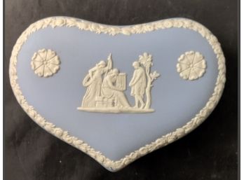 Wedgewood Cream Music Lovers On Blue Jasperware Mythological Heart Porcelain Trinket Box For Jewelry