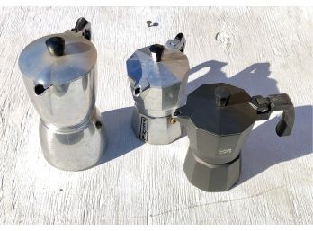 Lot Of (2) Vintage (1) Contemporary Stove Top Espresso Makers