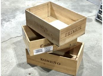 Lot Of 3 Wooden Wine Crates (Great For Kindling Storage!)